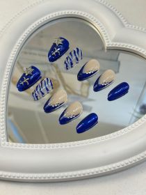 2026 Gothic Charm Wearable Nails - Valentine's Day Short Almond-Shaped Press-On Fake Nail Set. Handmade fake nail plates (size: S)